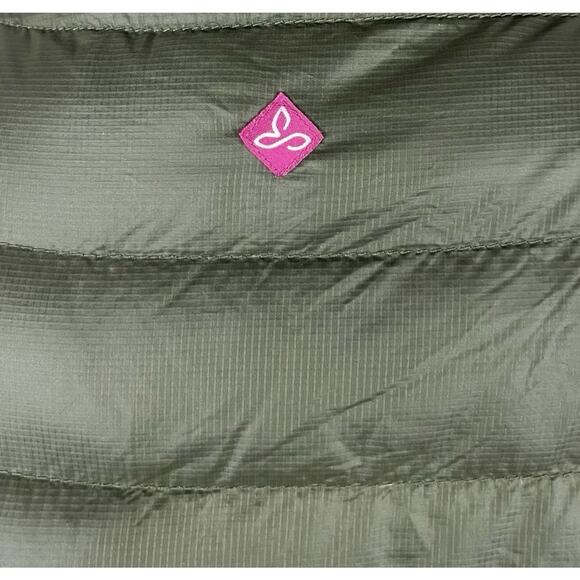 Prana Packable Lyra Down Puffer Winter Jacket Olive Green Lightweight Sz Medium - Picture 8 of 10